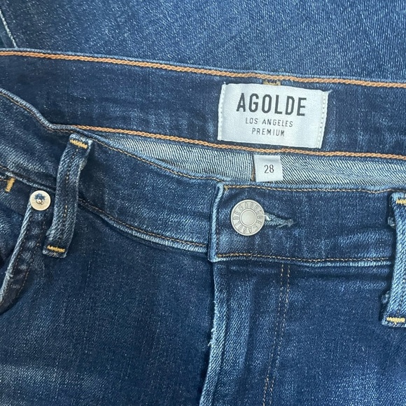 AGOLDE Isabel Slim Boyfriend Mid Rise Distressed Ankle Blue Jean Womens Size 28 - Picture 10 of 12